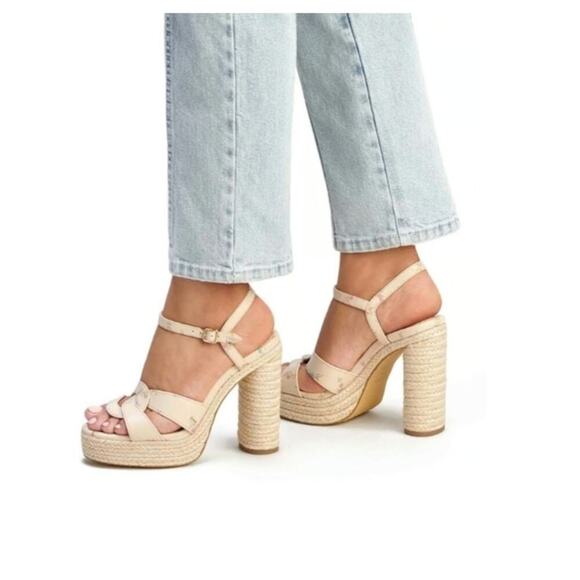 COACH ANKLE STRAP PLATFORM SANDALS TALINA PRINTED DITSY DOTTIE SIZE 11 - Picture 1 of 6